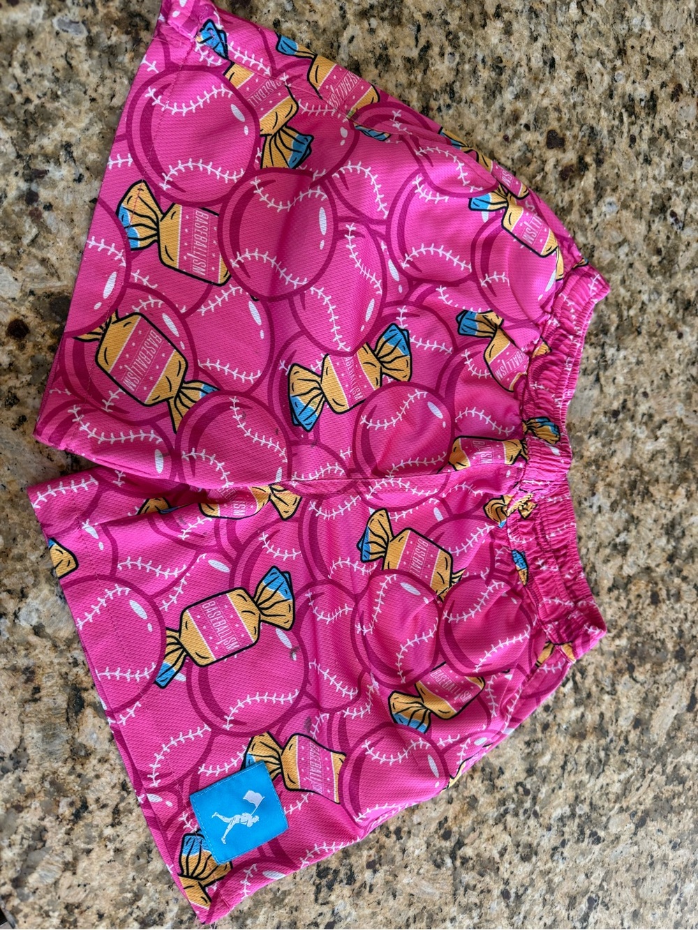 Boys Basrballism Double Bubble Pink Candy & Softball Print Athletic Shorts